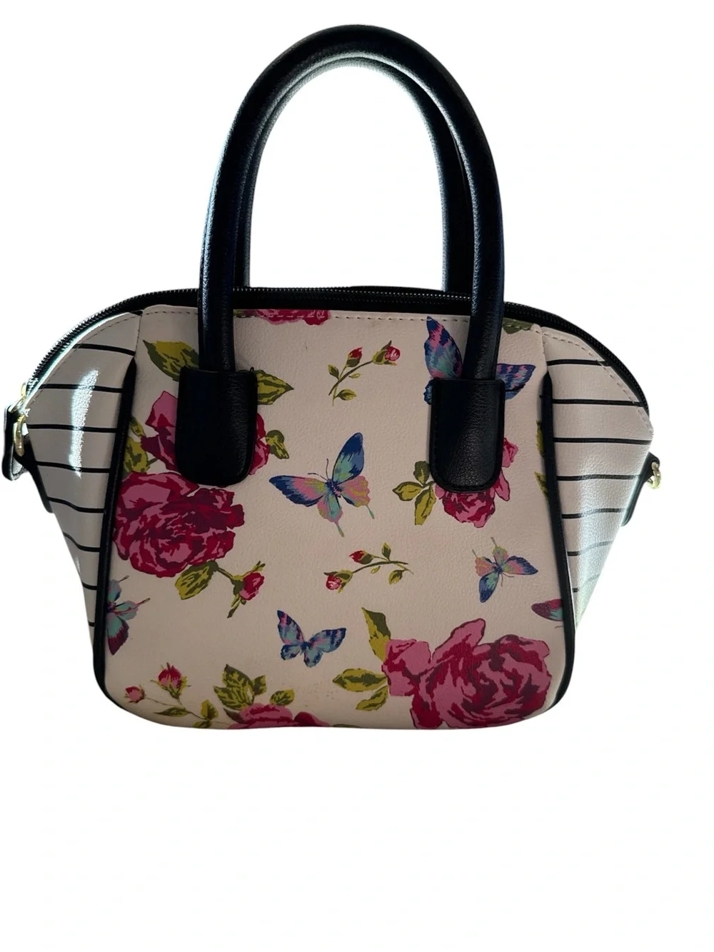 Luv Betsey by Betsey Quinny Pink Floral & Black Mini Satchel/x body - Picture 2 of 5